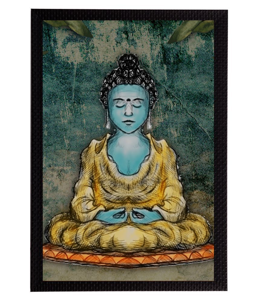     			eCraftIndia Green & Blue Meditating Lord Buddha Satin Matt Textured UV Wall Painting