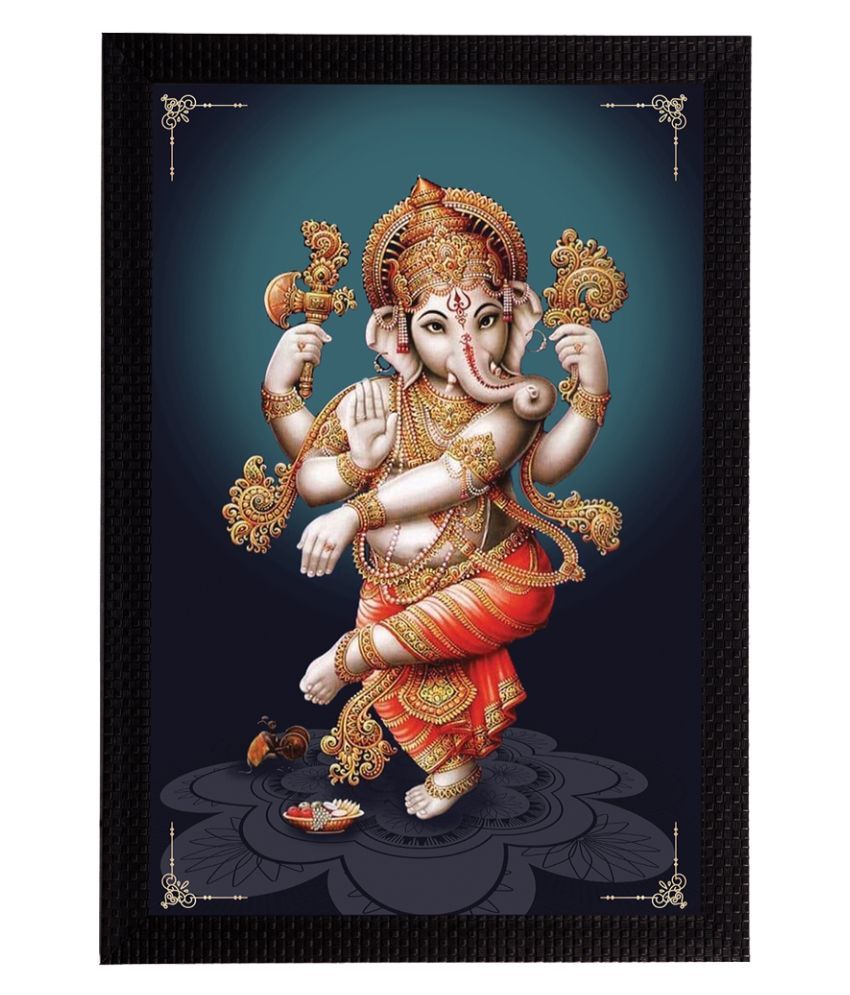     			eCraftIndia Multi Lord Ganesha Satin Matt Texture UV Art Painting Wall Art With Frame