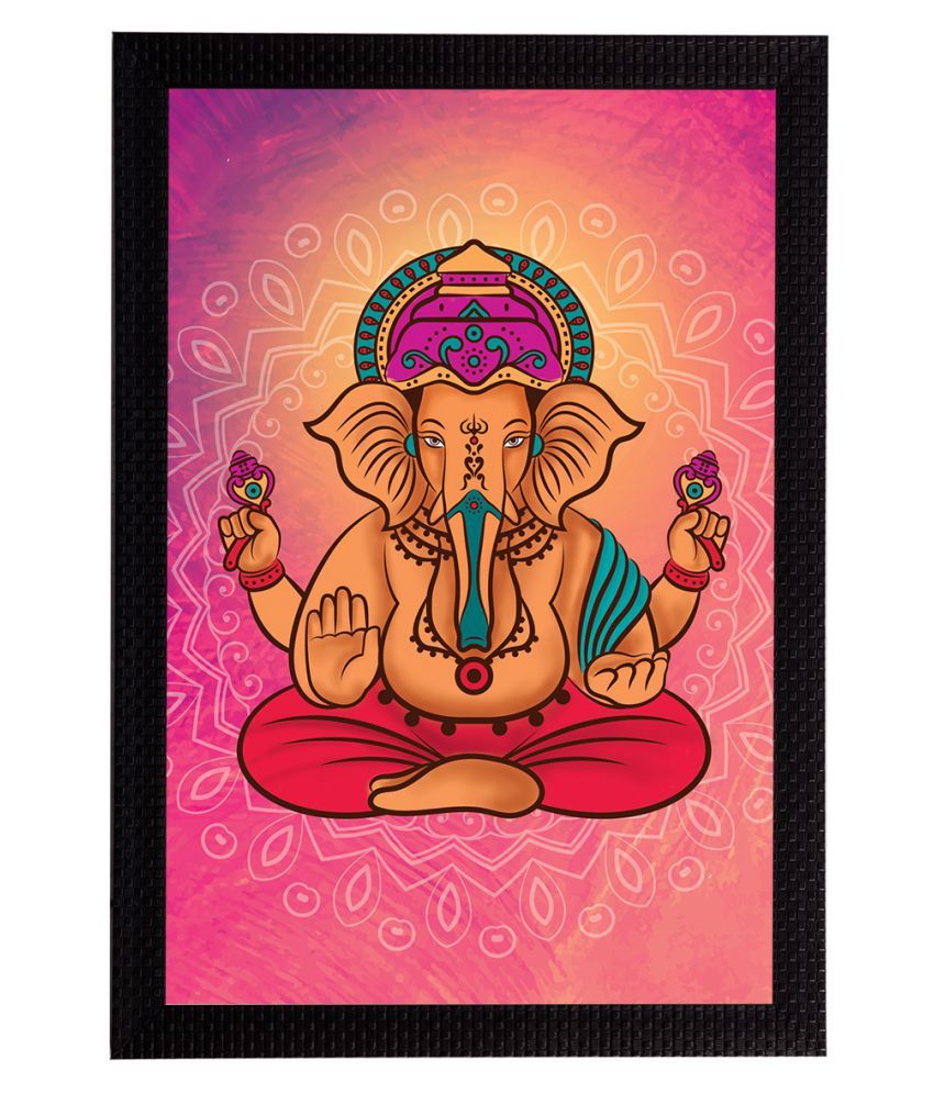     			eCraftIndia Pink & Purple Lord Ganesha Satin Matt Texture UV Wall Art