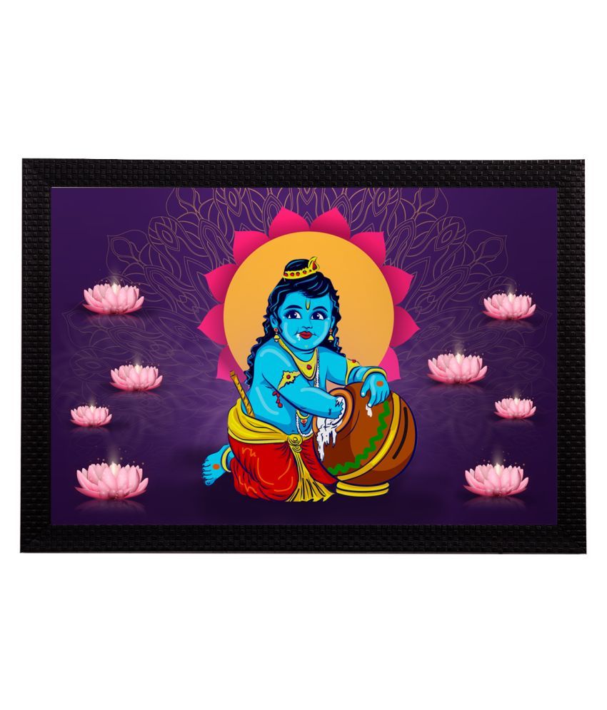     			eCraftIndia Lord Krishna Satin Matt Texture UV Art Painting