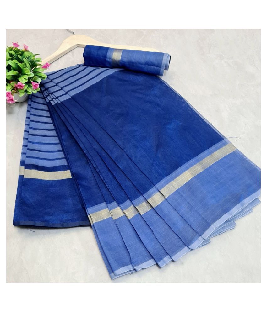     			Apnisha Blue Cotton Silk Saree - Single