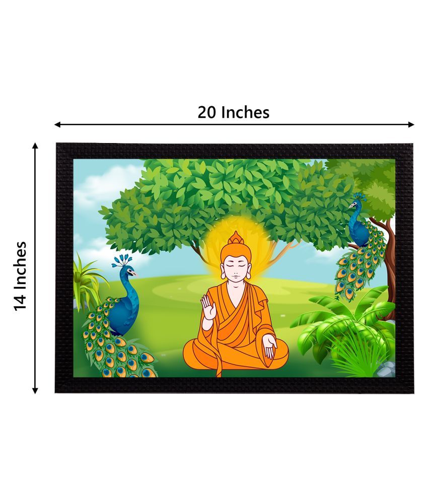     			eCraftIndia Green & Orange Meditating Lord Buddha Satin Matt Texture UV Art Painting