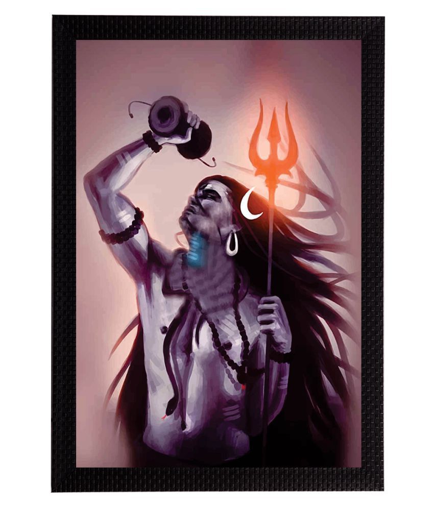     			eCraftIndia Blue & Black Lord Shiva Satin Matt Textured UV Wall Painting