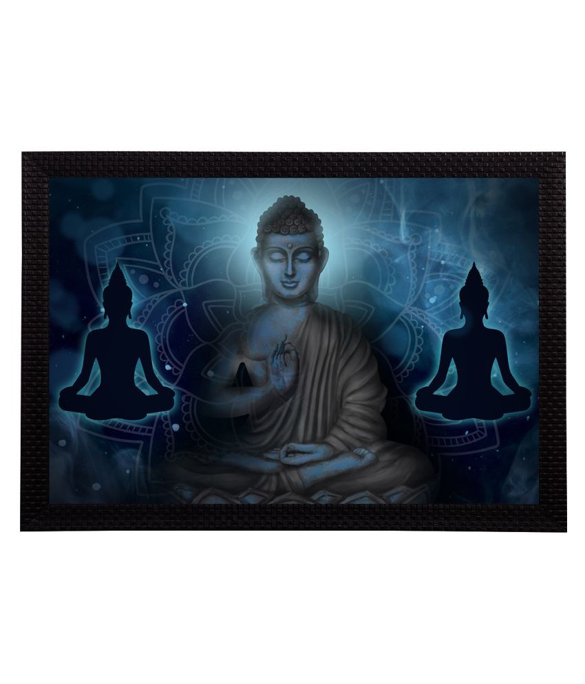     			eCraftIndia Blue & Black Meditating Lord Buddha Satin Matt Textured UV Wall Art