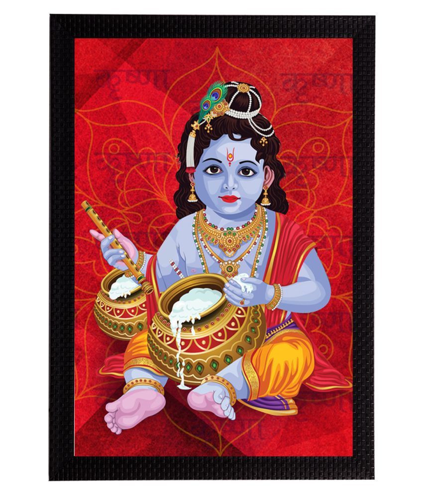     			eCraftIndia Red & Blue Lord Krishna Satin Matt Texture UV Art Painting