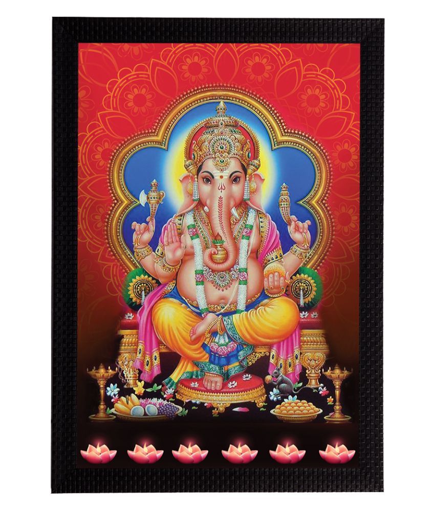     			eCraftIndia Red & Blue Lord Ganesha Satin Matt Textured UV Wall Art