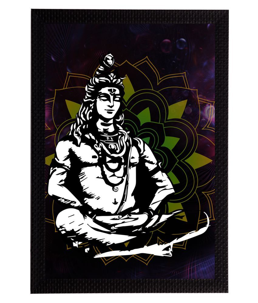     			eCraftIndia Black & White Lord Shiva Satin Matt Textured UV Wall Painting