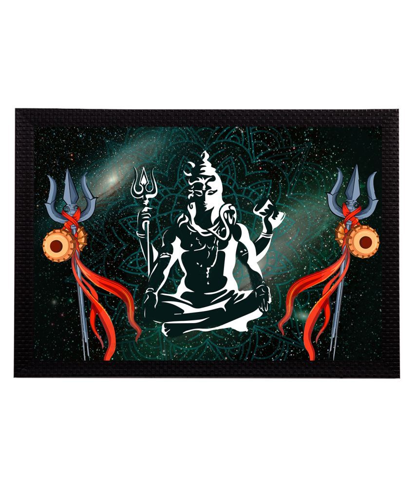     			eCraftIndia Green & White Lord Shiva Satin Matt Textured UV Wall Painting