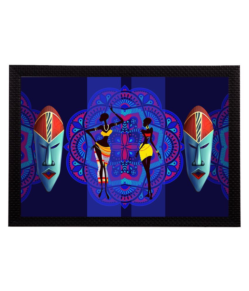     			eCraftIndia Yellow & Blue Tribal Theme Satin Matt Texture UV Art Painting