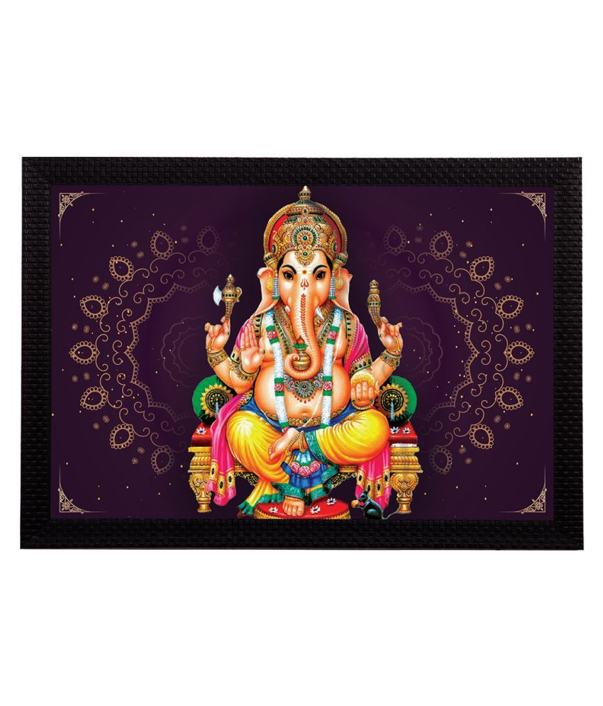     			eCraftIndia Multi-Coloured Satin Matt Texture Lord Ganesha UV Wall Art