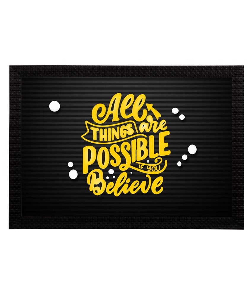     			eCraftIndia Black & Yellow All Things Are Possible Wall Art