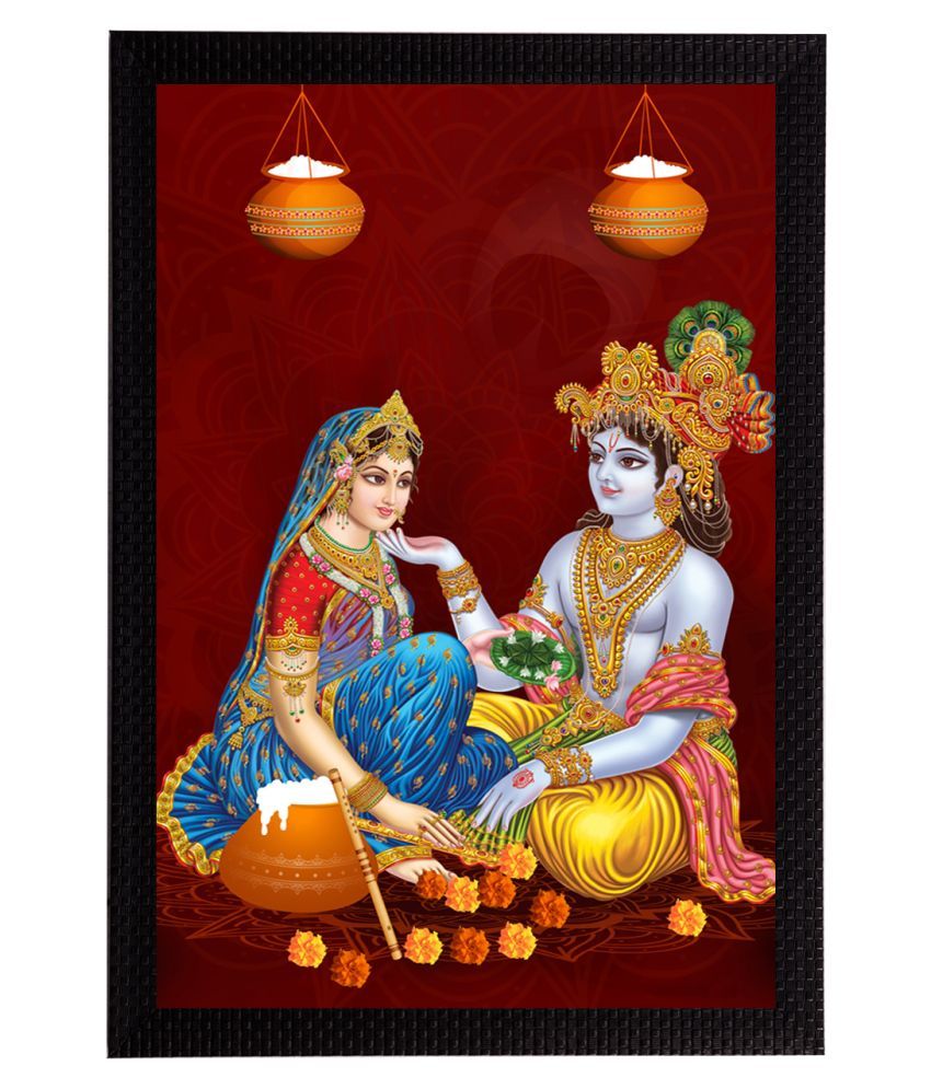     			eCraftIndia Multicolor Lord Krishna Satin Matt Textured UV Wall Art