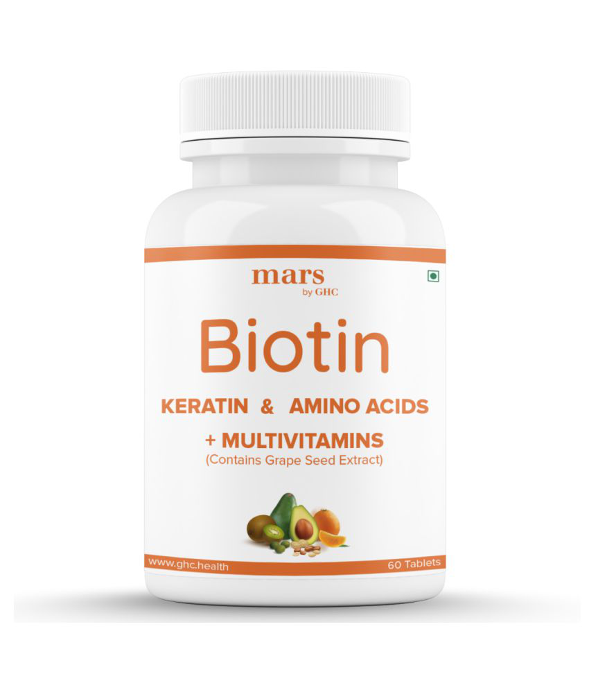 mars by GHC Beard Biotin (60 Tablets - Pack of 1) | Promotes Stronger & Thicker Beard Growth | Powered With Vitamin A, Vitamin E, Vitamin B7, Keratin & Amino Acids | 100% Vegan 