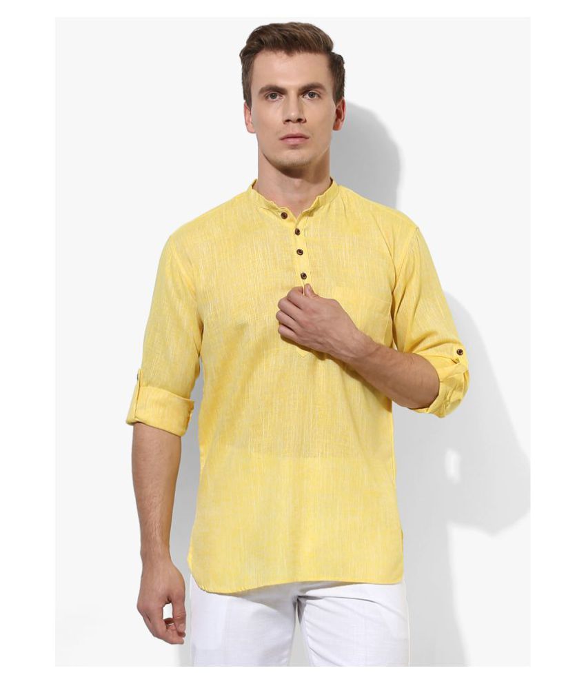     			Hangup Yellow Linen Kurta