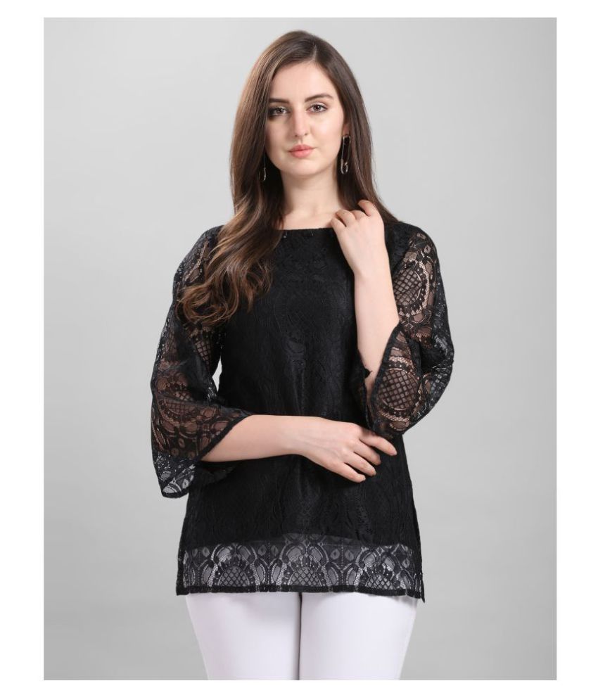     			Selvia Net Regular Tops - Black Single