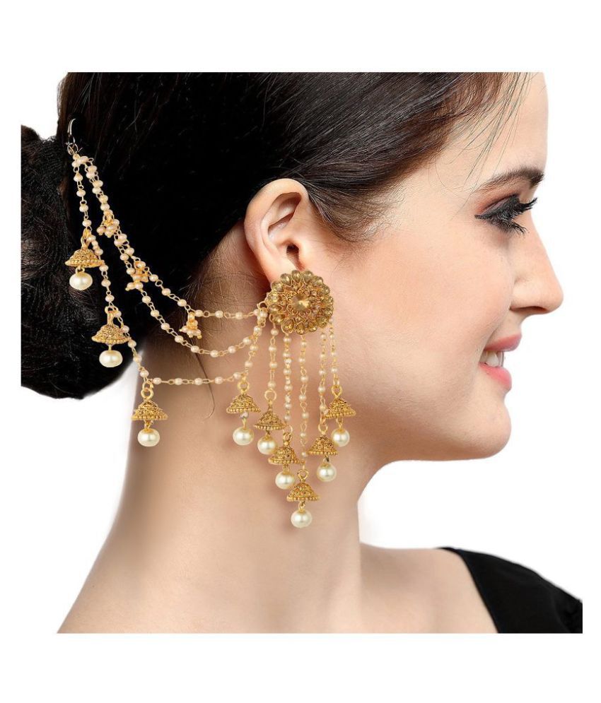 Sukkhi Glorious Gold Plated Bahubali Inspired Long Chain Jhumki Earrings For Women