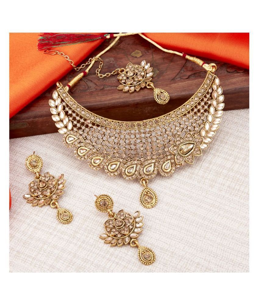     			Sukkhi Alloy Golden Traditional Necklaces Set Choker