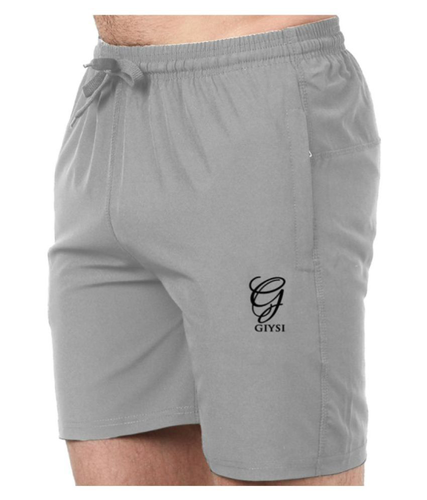     			GIYSI Grey Polyester Lycra Men's Shorts