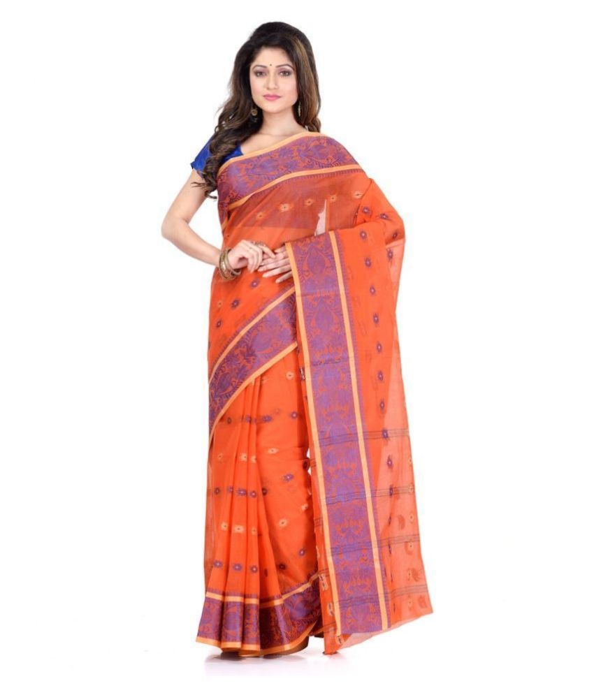     			Desh Bidesh Orange Cotton Saree - Single