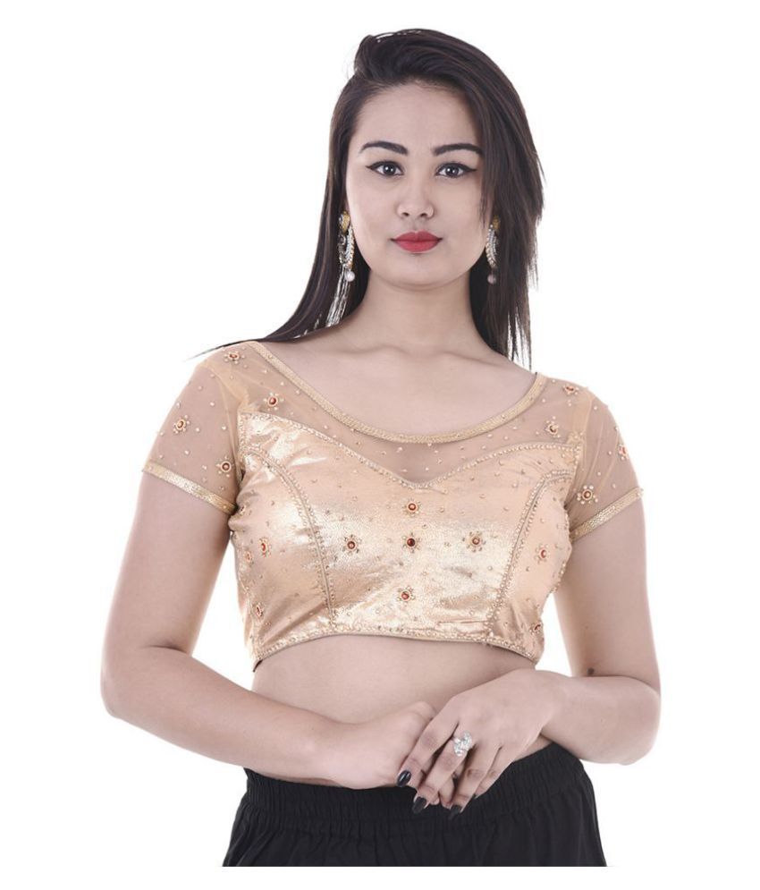 Raj Gold Net Readymade with Pad Blouse -