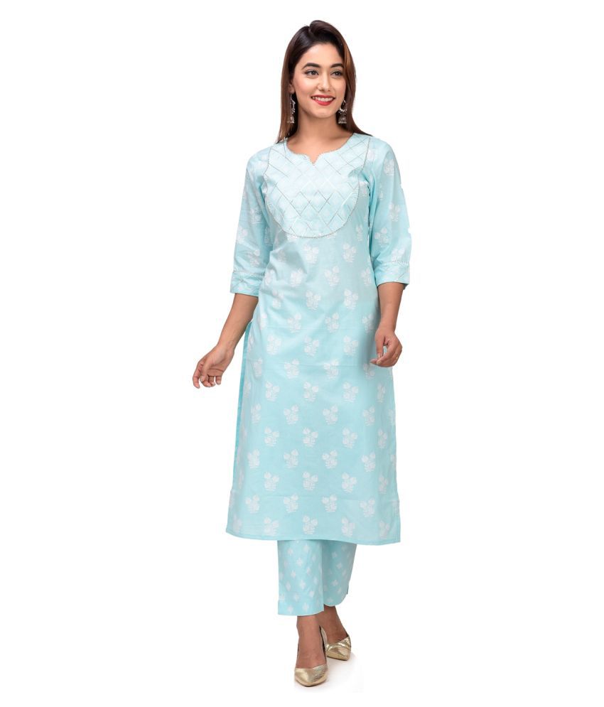 Buy Designer Printed Naira Cut Cotton Kurti Pant Set for Women  Online in  India  Etsy
