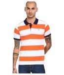 Ruggers Cotton Orange Stripers Polo T Shirt