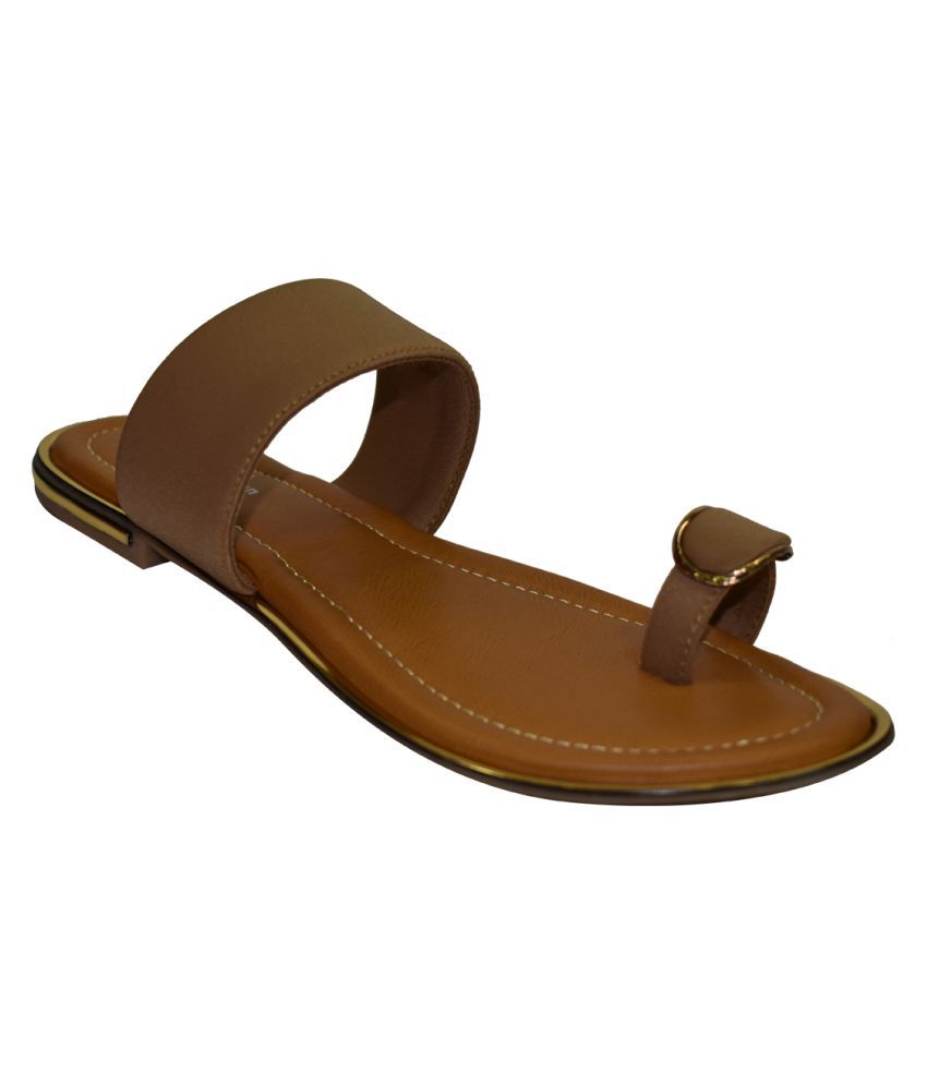     			Ajanta Beige Flat Sandals