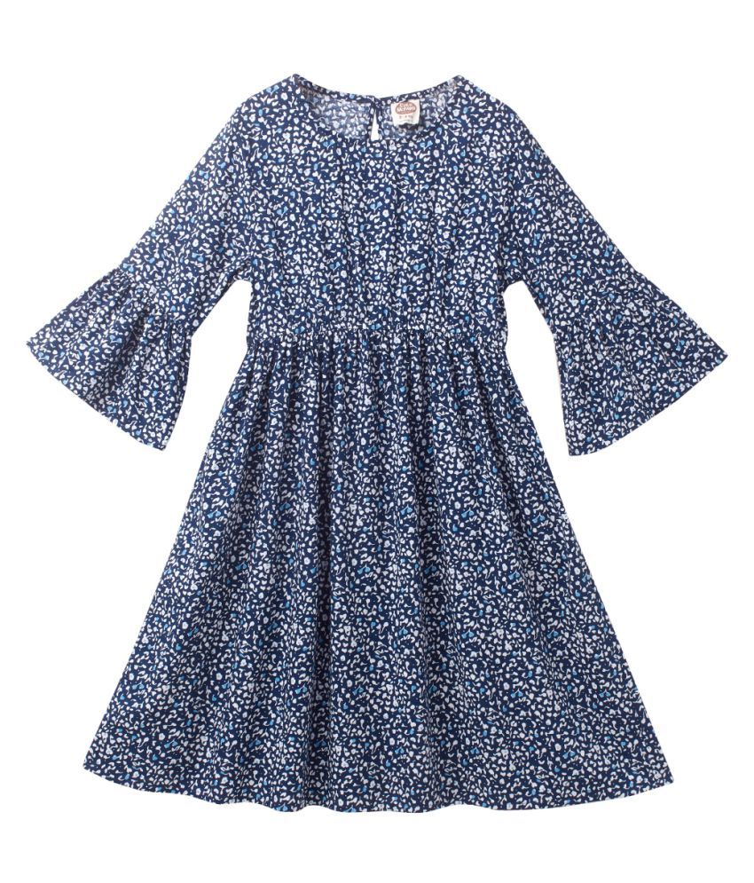     			Cub McPaws Girls Rayon Navy Blue Fashion Dresses | Regular Fit