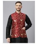 Hangup Maroon Polyester Nehru Jacket Single Pack