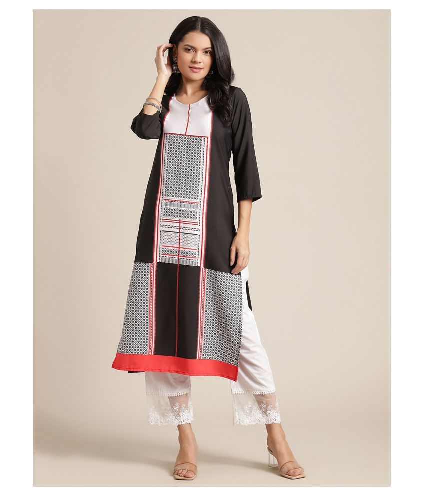     			KSUT Black Viscose Straight Kurti - Single