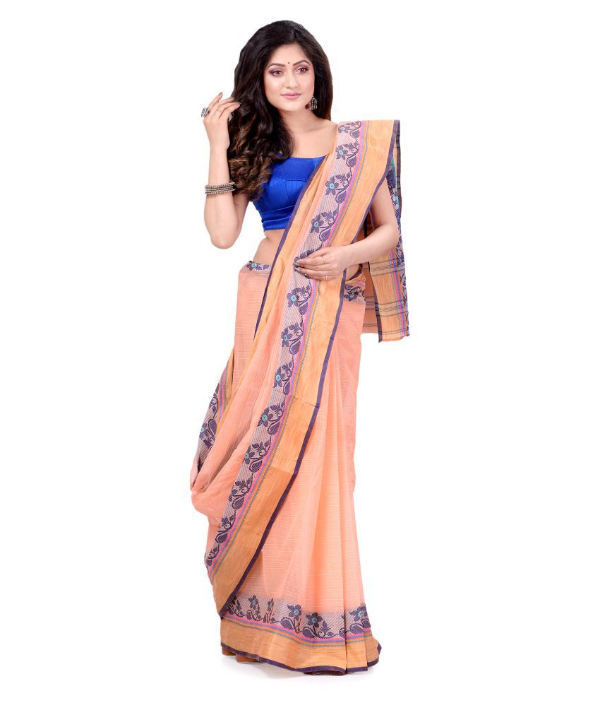     			Desh Bidesh Orange Bengal Handloom Saree - Single