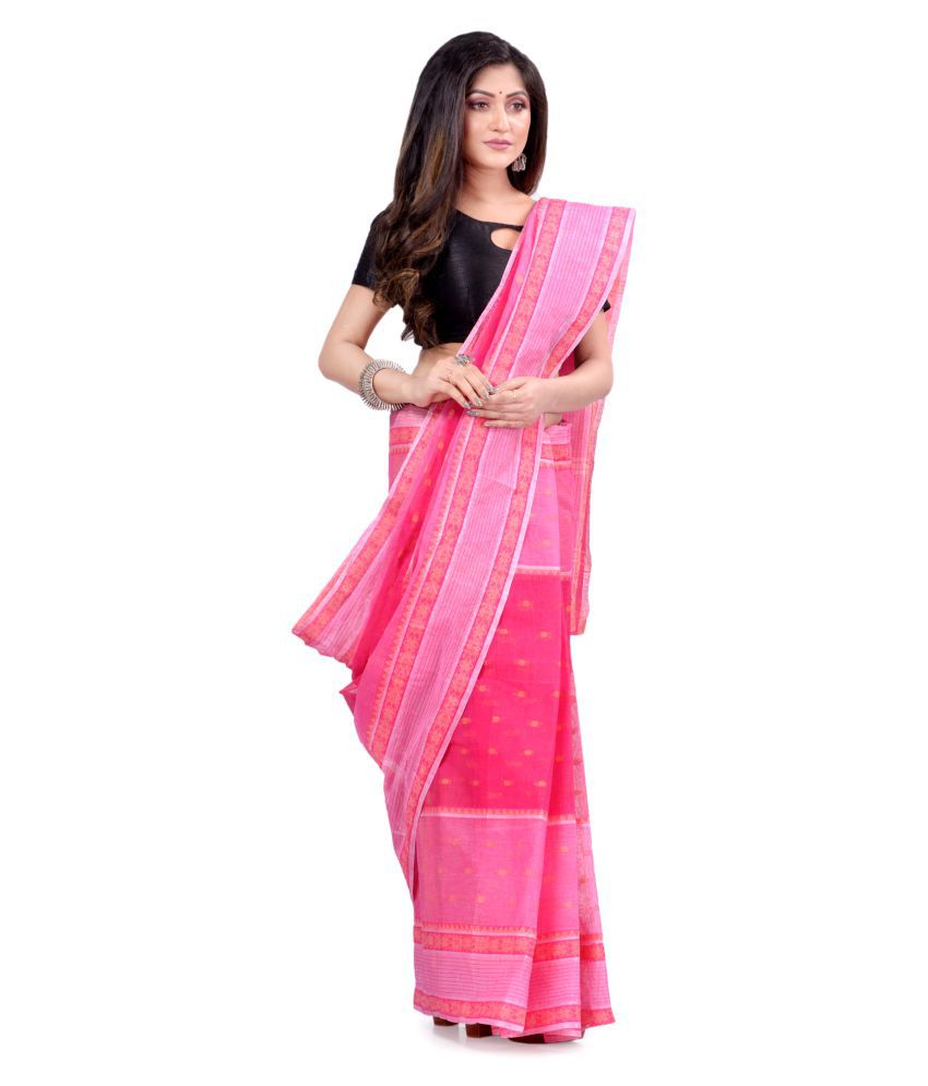     			Desh Bidesh Pink Bengal Handloom Saree - Single
