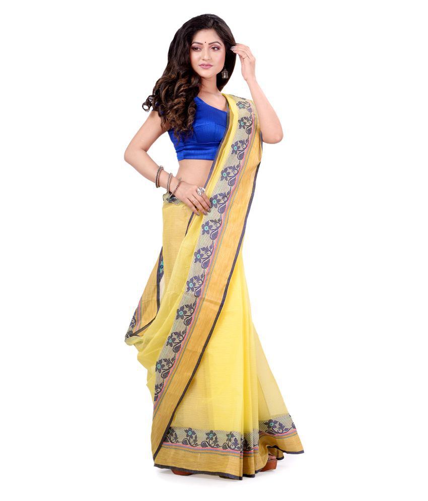     			Desh Bidesh - Yellow Cotton Saree Without Blouse Piece (Pack of 1)