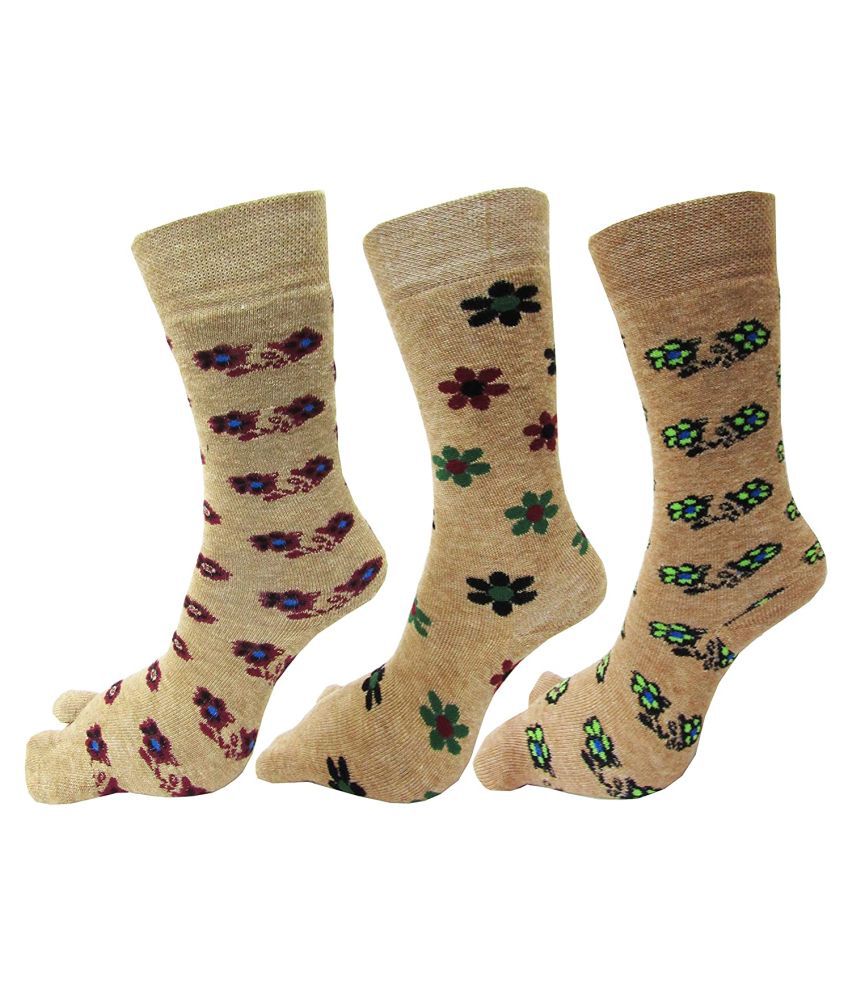     			HF LUMEN Women's Warm Terry Wool Thick Thumb Winter Socks (Beige, Free Size) Pack of 3 Pairs