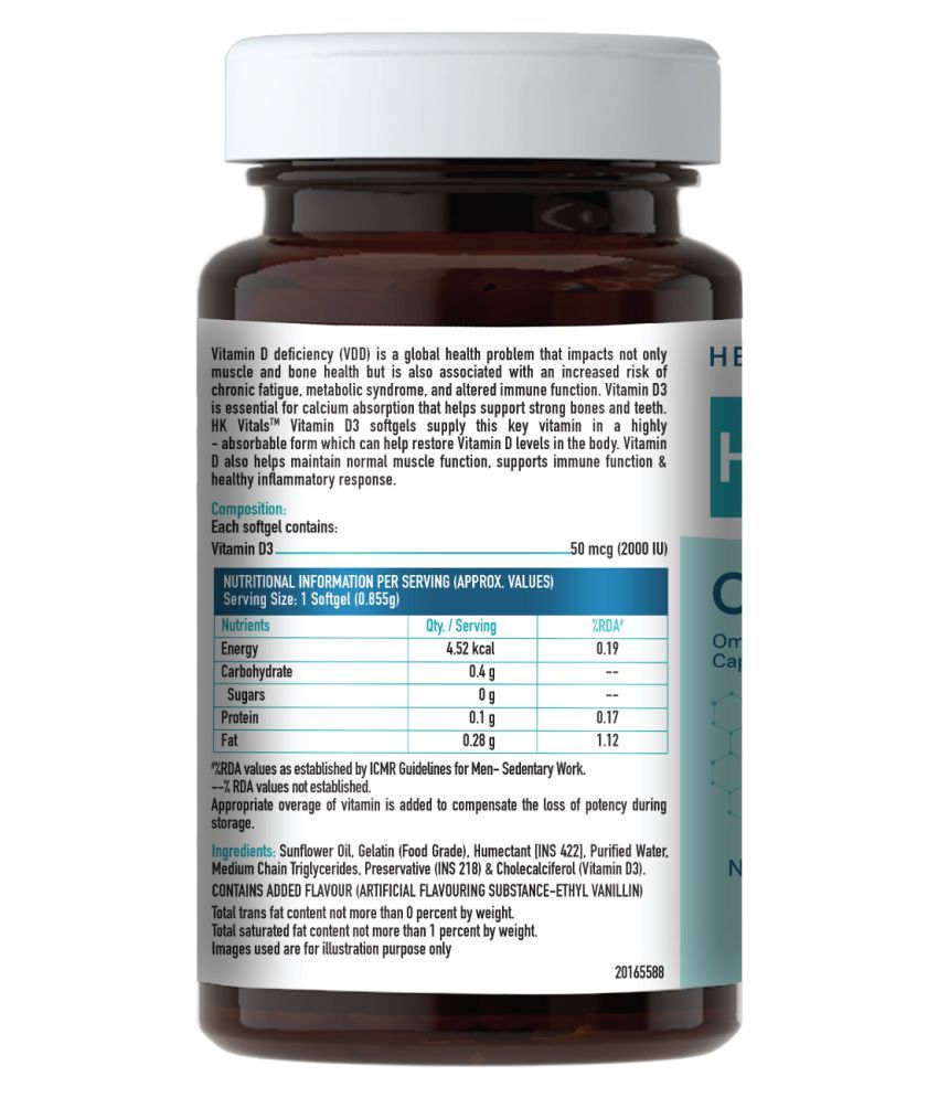 Buy HealthKart HK Vitals Vitamin D3 (2000 IU), For Immunity, Muscle