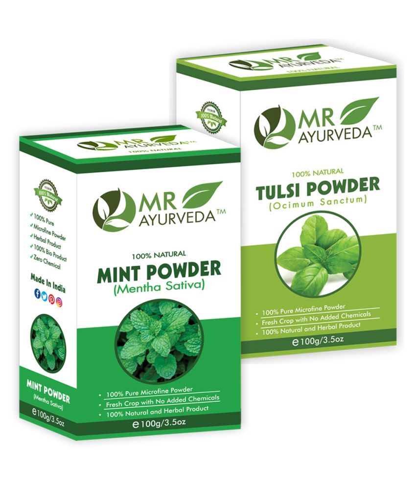     			MR Ayurveda Mint Powder & Tulsi Powder Face Pack Masks 200 gm Pack of 2