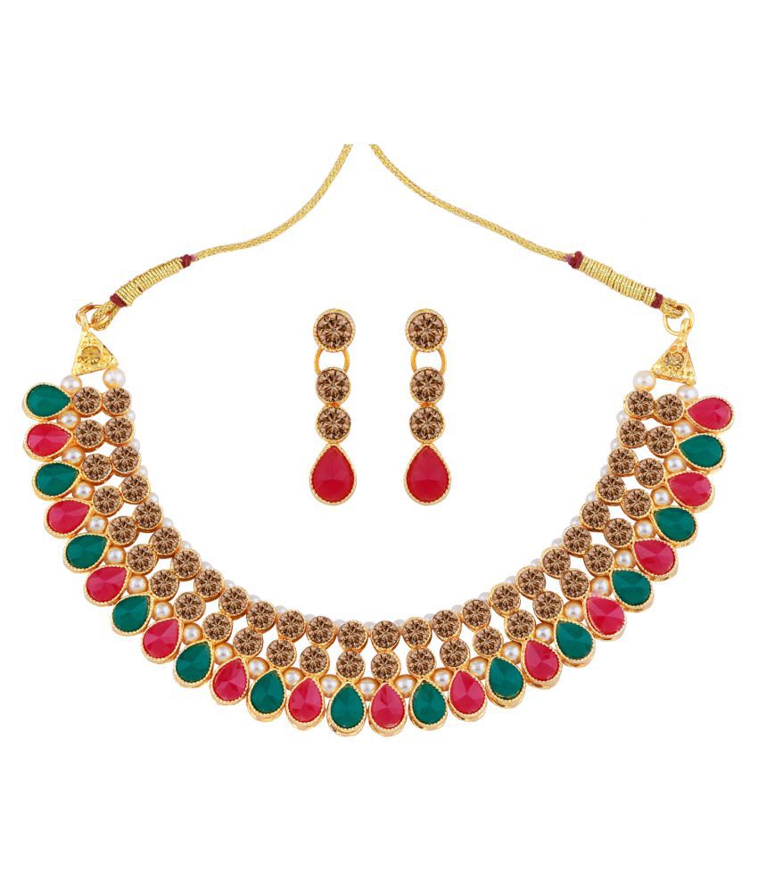     			Paola Alloy Multi Color Traditional Necklaces Set Choker