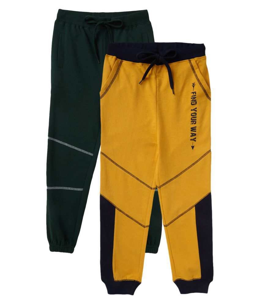     			Cub McPaws Boys Cotton Track Pants  4 to 12 Years  Pack of 2  (4 - 5 Years, Mustard - Green)