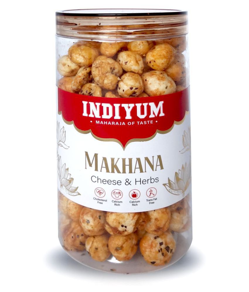     			Indiyum Roasted Makhana Foxnut Chesse & Herbs 90g Flavoured Makhana Snacks Jar