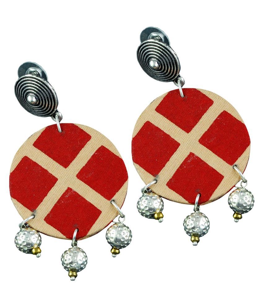 Red And Offwhite Earring