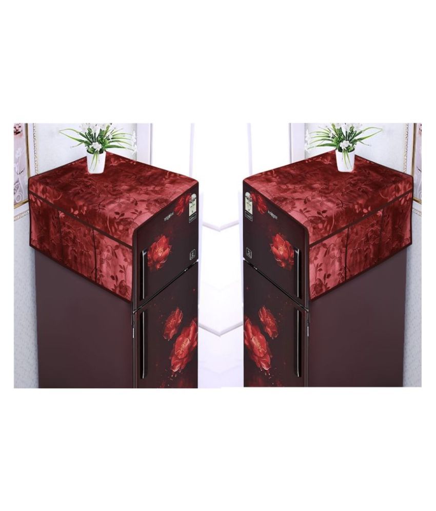     			Wishland Set of 2 PVC Red Fridge Top Cover