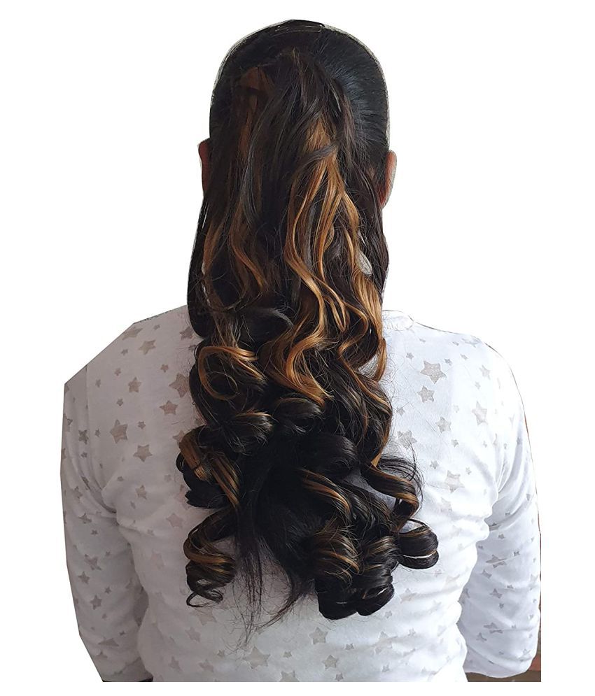 ASG Curly Clip In Hair Extension Clutcher Brown & Golden (C-44)