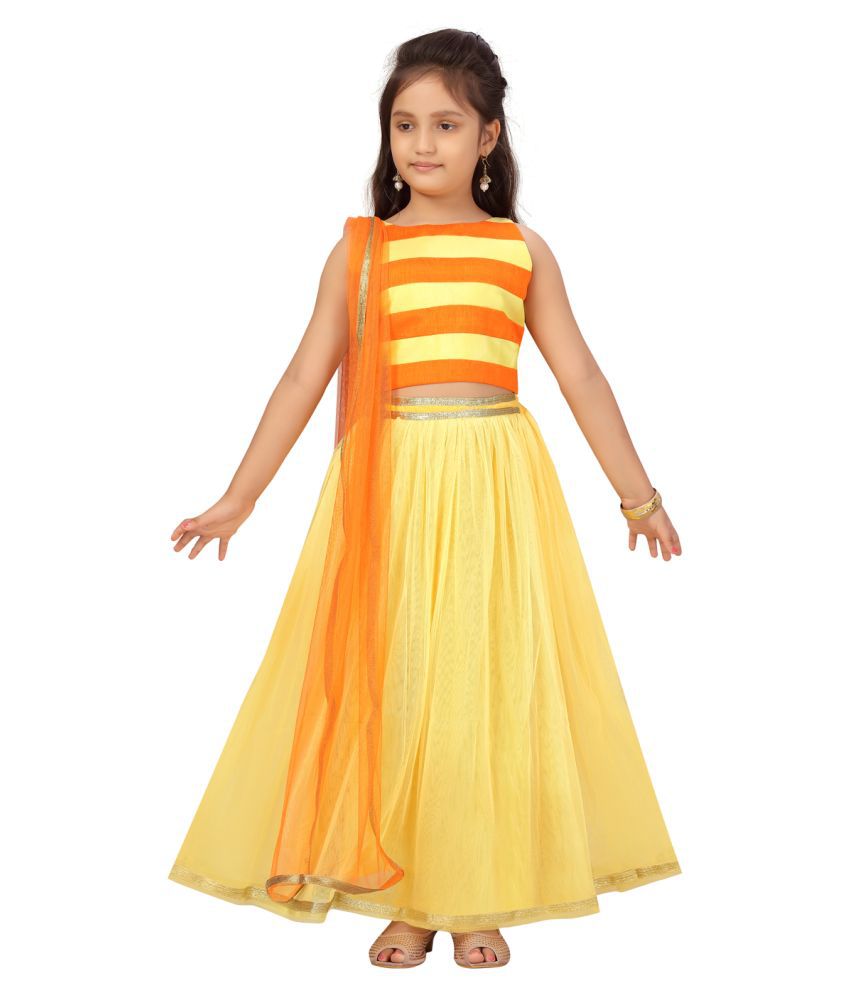 Aarika Girls Yellow-Orange Color Party Wear Lehenga Choli with Dupatta set