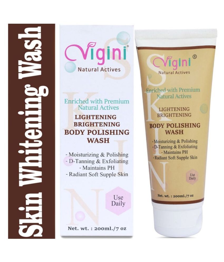 Vigini Skin Lightening Whitening Body Wash Polishing Moisturizing D Tan Coffee Face Wash + Scrub 200 mL