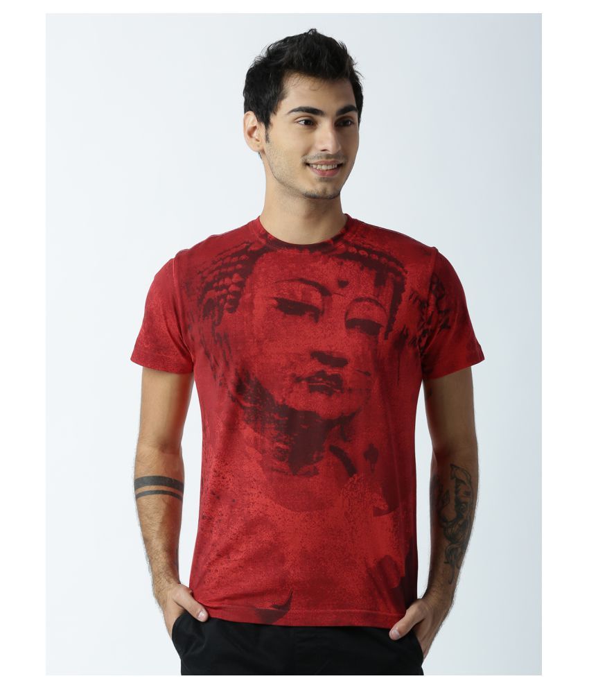     			Huetrap cotton Red Printed T-Shirt Single Pack