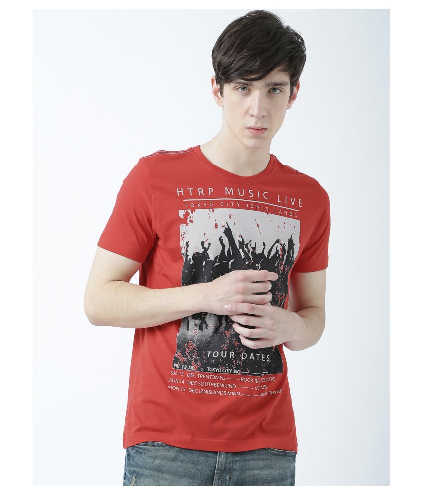     			Huetrap cotton Red Printed T-Shirt Single Pack