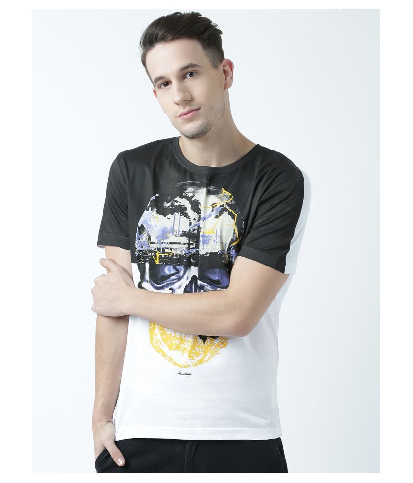     			Huetrap cotton White Printed T-Shirt Single Pack