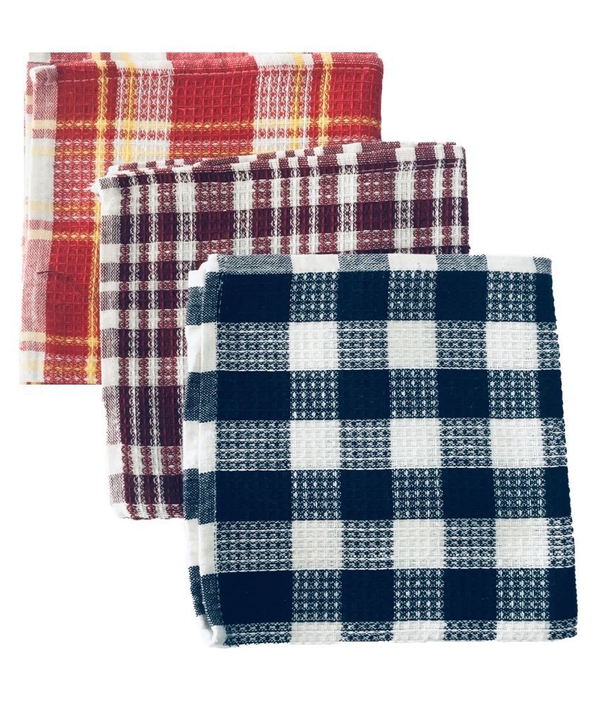     			Waffle Weave Cotton Quick Dry Kitchen/Table/Roti Napkin (18 x 18 inch/Extra Large Assorted Colour) -Set of 3