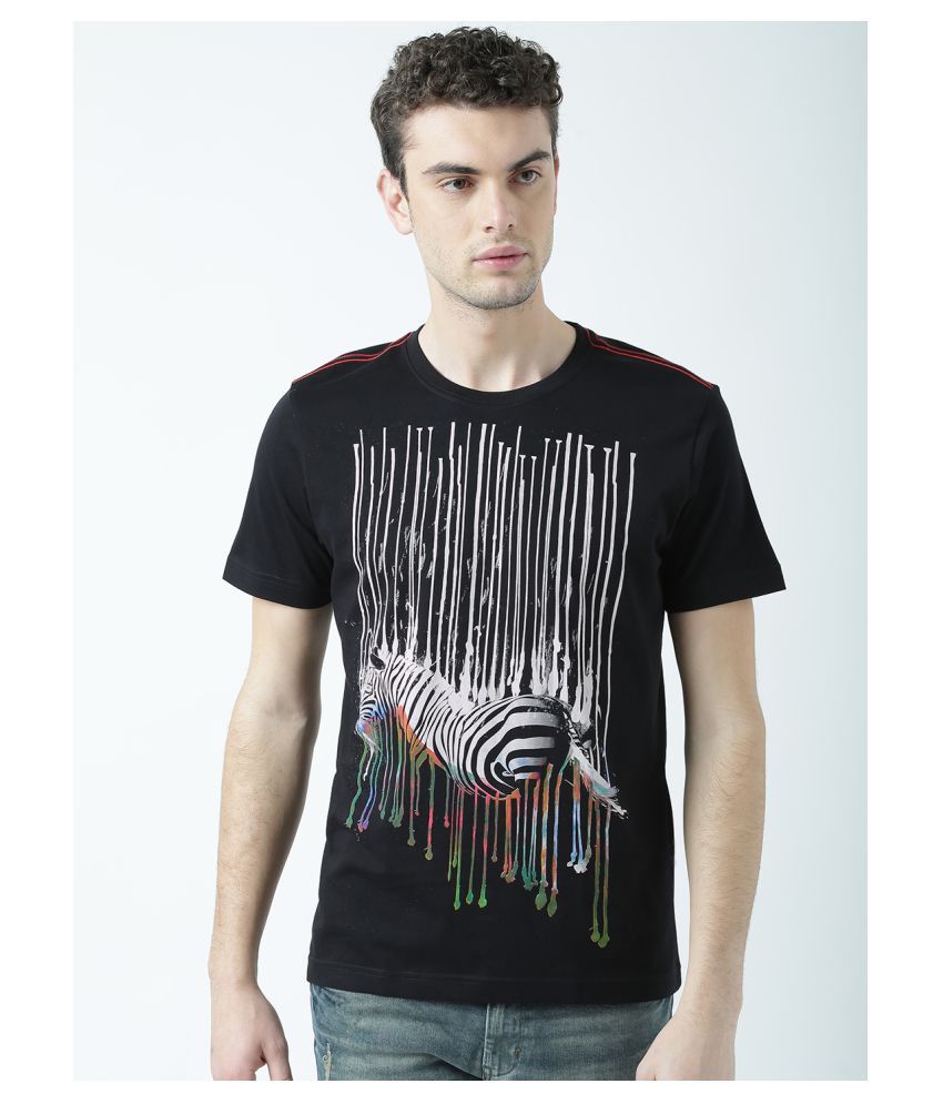     			Huetrap cotton Black Printed T-Shirt Single Pack