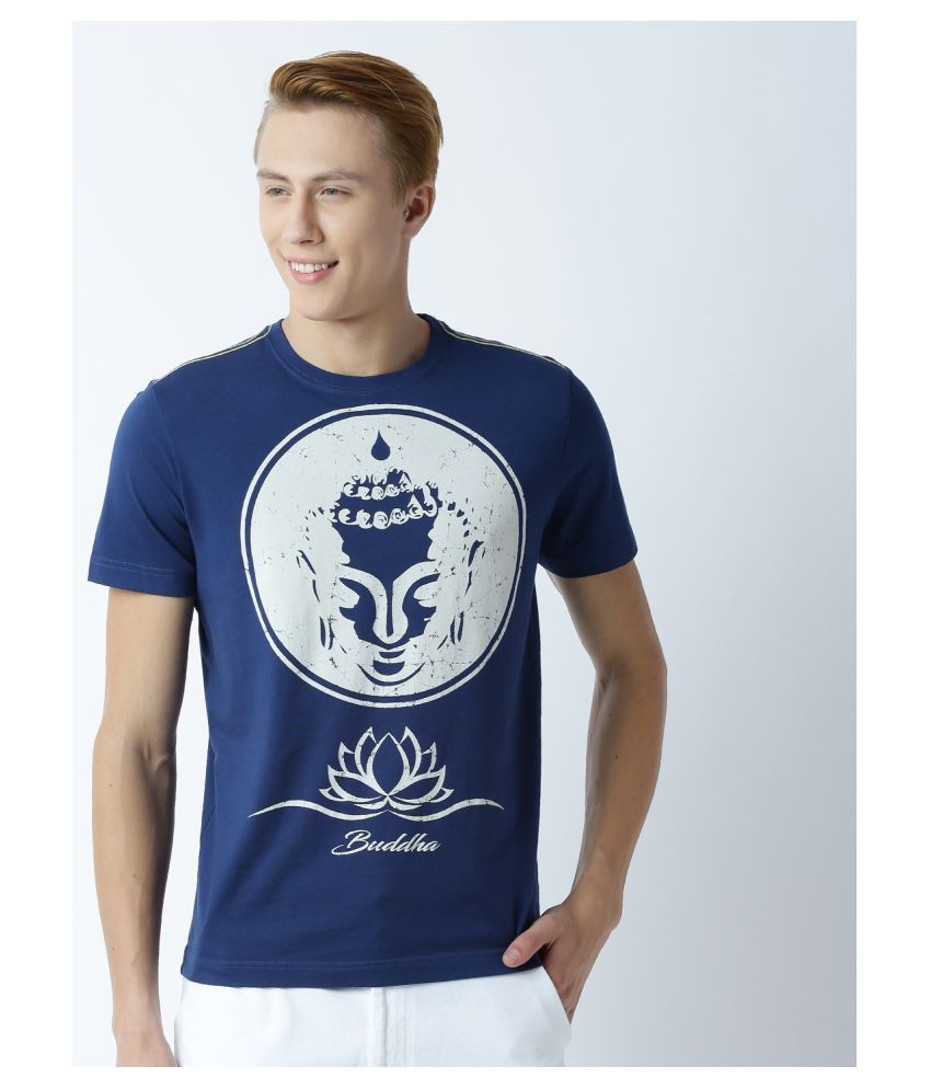     			Huetrap cotton Navy Blue Printed T-Shirt Single Pack